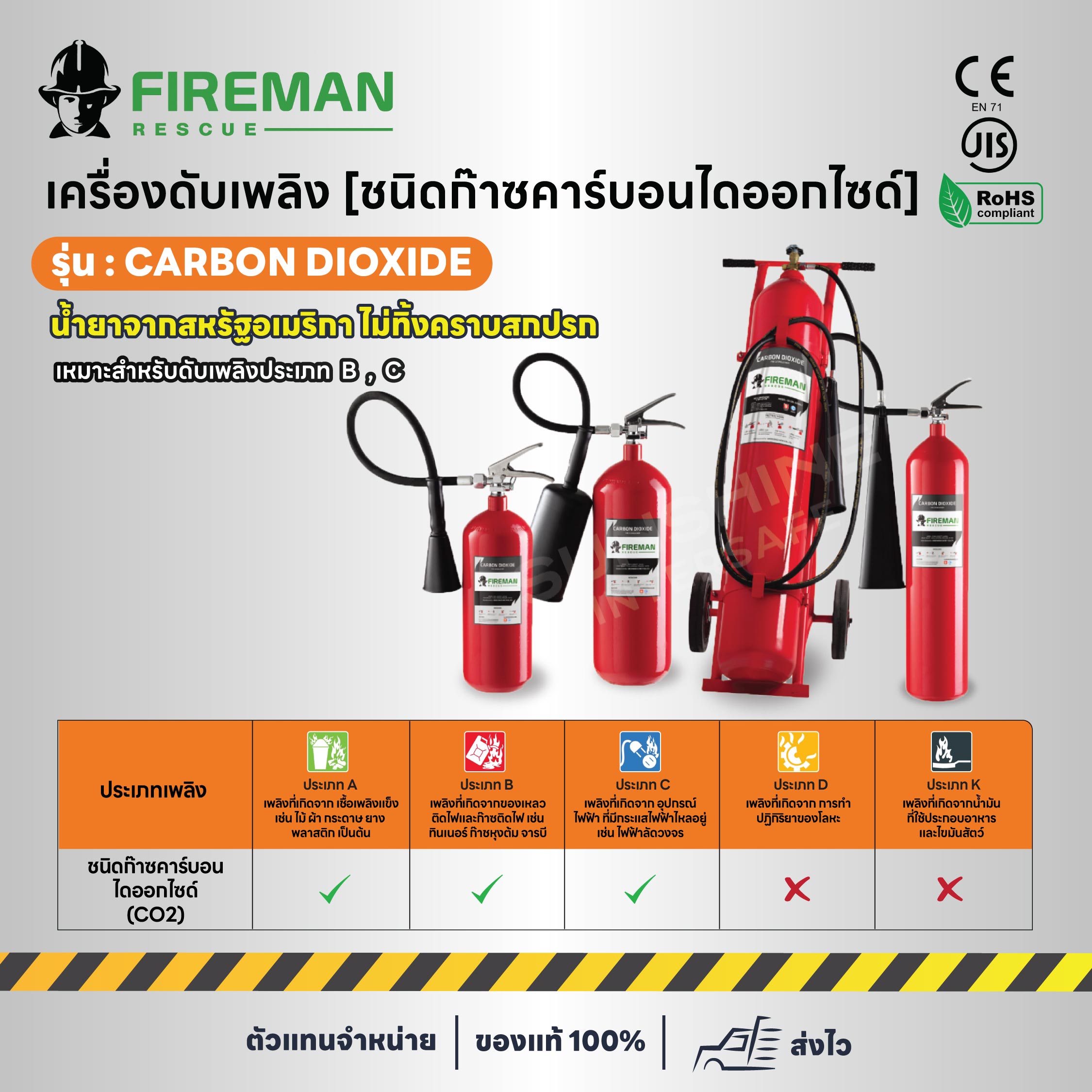 เครื่องดับเพลิง  [ชนิดก๊าซคาร์บอนไดออกไซด์] รุ่น CARBON DIOXIDE
