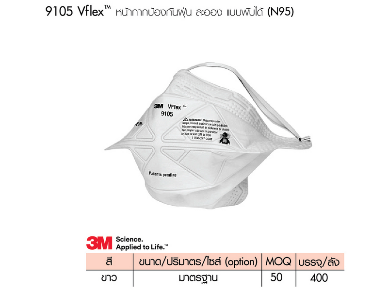 หน้ากากป้องกันฝุ่นละออง 9015S N95 3M