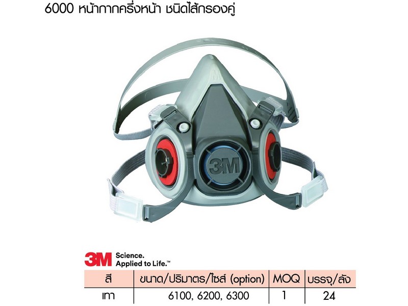 หน้ากากครึ่งหน้าตลับกรองคู่ 3M-6200 (3M)