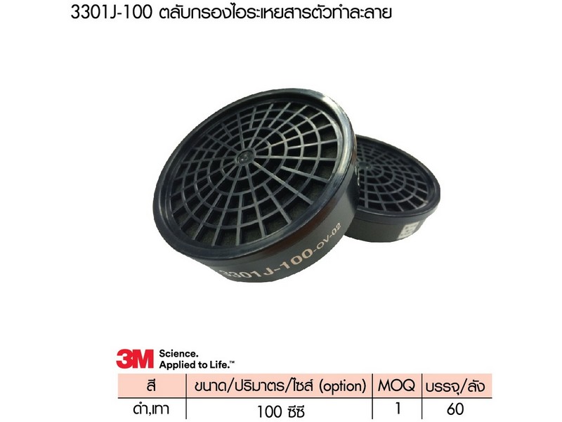 ตลับกรองไอระเหยสารตัวทำละลาย 3M 3301K-100(3001K)